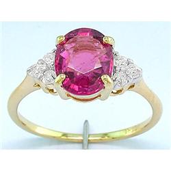 Antique 4.75 ct Pink Sapphire Blue & White Diamond Ring