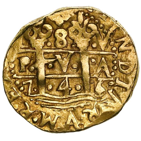 Lima, Peru, cob 8 escudos, 1746V, dots on pillars side, stars on cross side, unique (unlisted).