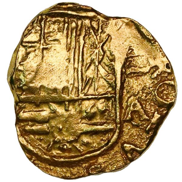 Bogota, Colombia, cob 2 escudos, Charles II, assayer A/G to right (1692), rare, ex-1715 Fleet.