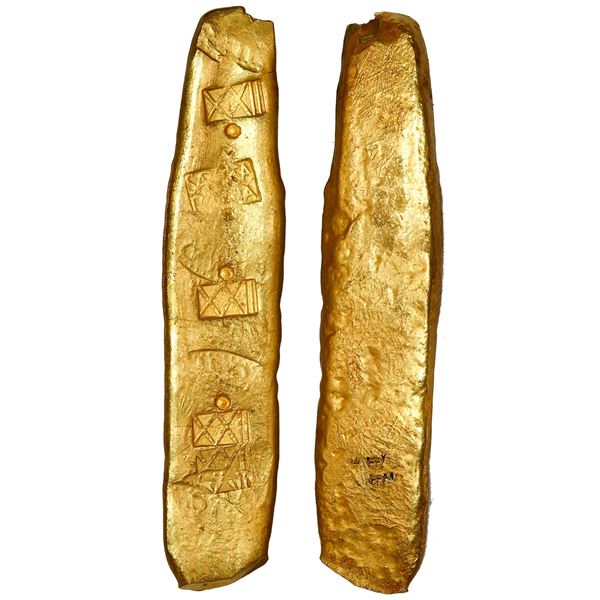 Colombian gold bar, 358 grams, with markings of assayer/foundry SARGOSA / PECARTA, fineness XXII-dot