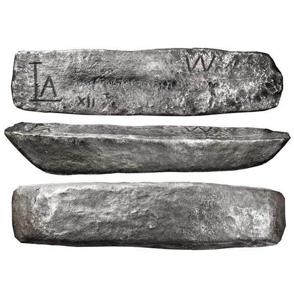 Silver ingot #506, 60 lb 9.15 oz troy, Class Factor "4," marked with fineness IIUCCCLXXX (2380/2400)