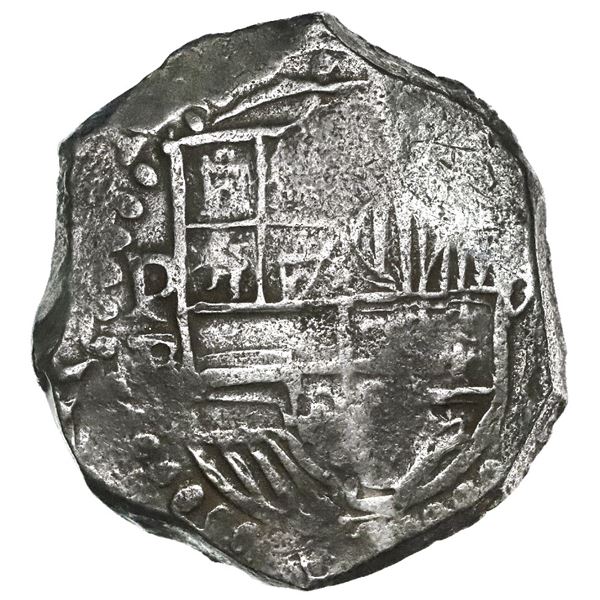 Potosi, Bolivia, cob 8 reales, Philip III, assayer R (curved leg), Grade 1 (no Grade on certificate)