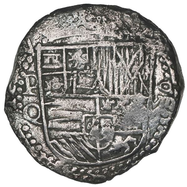 Potosi, Bolivia, cob 8 reales, Philip III, assayer Q, Grade 2.