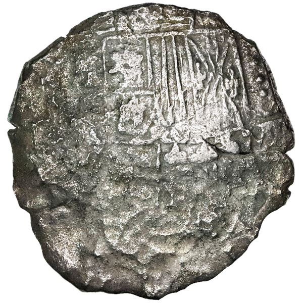 Potosi, Bolivia, cob 8 reales, 1618, assayer not visible, date at 7 o'clock, Grade 3.