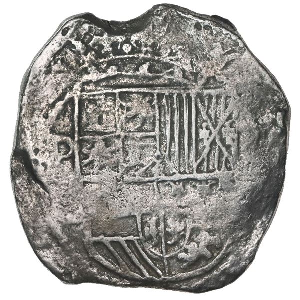 Potosi, Bolivia, cob 8 reales, Philip III, assayer not visible, Grade 1.