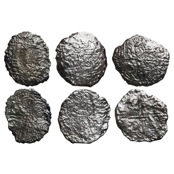 Lot of three Potosi, Bolivia, cob 8 reales, Philip III, assayers not visible, Grade 4.