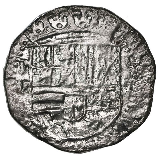 Potosi, Bolivia, cob 2 reales, Philip II, assayer B (2nd period), Grade 2.