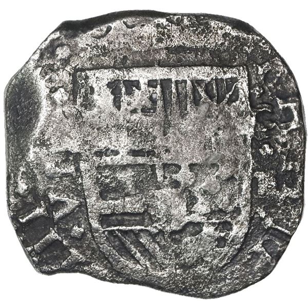 Cartagena, Colombia, cob 8 reales, (1)63(?), assayer E below mintmark C to right, rare.