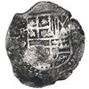 Image 1 : Potosi, Bolivia, cob 8 reales, (1649)O, with crowned-L countermark on cross.