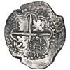 Image 2 : Potosi, Bolivia, cob 8 reales, (1649)O, with crowned-L countermark on cross.