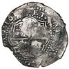 Image 2 : Potosi, Bolivia, cob 8 reales, 165(1-2)E, with crowned-L countermark on shield (very rare thus).