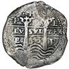 Image 1 : Potosi, Bolivia, cob 8 reales, 1653E, dot-PH-dot at top.