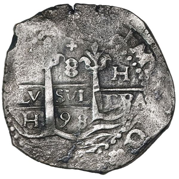 Lima, Peru, cob 8 reales, 1698H.