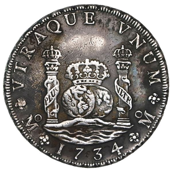 Mexico City, Mexico, pillar 8 reales, Philip V, 1734MF, ex-Ponterio.