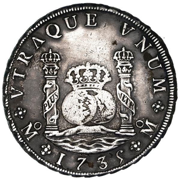 Mexico City, Mexico, pillar 8 reales, Philip V, 1735MF, ex-Ponterio.