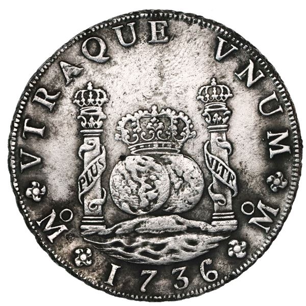 Mexico City, Mexico, pillar 8 reales, Philip V, 1736MF.