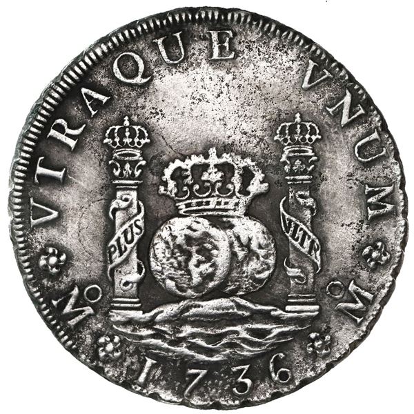 Mexico City, Mexico, pillar 8 reales, Philip V, 1736MF.