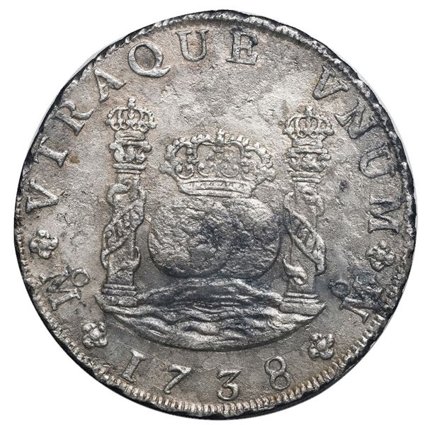 Mexico City, Mexico, pillar 8 reales, Philip V, 1738MF.