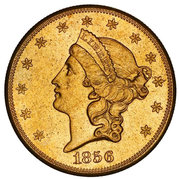 USA (San Francisco mint), gold $20 coronet Liberty double eagle, 1856-S, coin #262, NGC UNC details