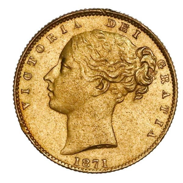 Sydney, Australia (under Great Britain), gold sovereign, Victoria (young head), 1871-S, shield type,