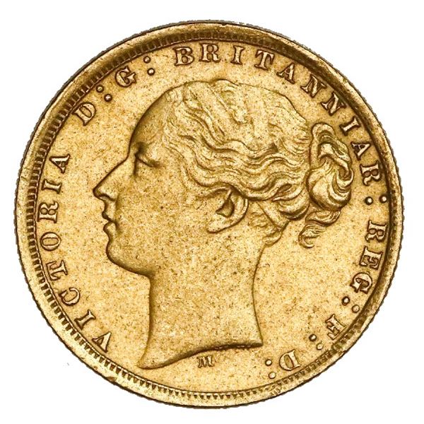 Melbourne, Australia (under Great Britain), gold sovereign, Victoria (young head), 1875-M, St. Georg