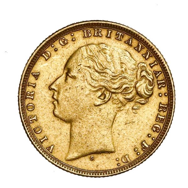 Sydney, Australia (under Great Britain), gold sovereign, Victoria (young head), 1876-S, St. George t