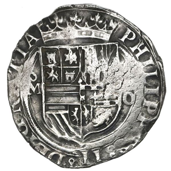 Mexico City, Mexico, cob 4 reales, Philip II, assayer O below denomination oIIII (not visible) to ri