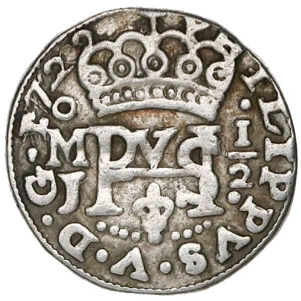 Mexico City, Mexico, cob 1/2 real Royal (galano), 1722/0J, rare.