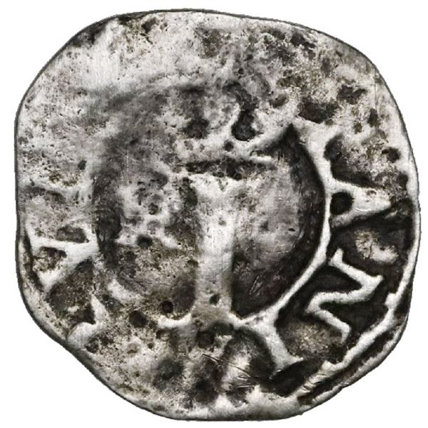 Lima, Peru, 1/4 real, Philip II, assayer R (large) to left, rare.