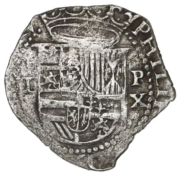 Lima, Peru, 1 real, Philip II, assayer X below mintmark P to right, very rare.