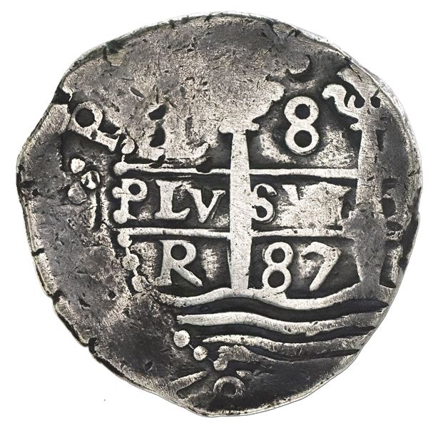 Lima, Peru, cob 8 reales, 1687R.