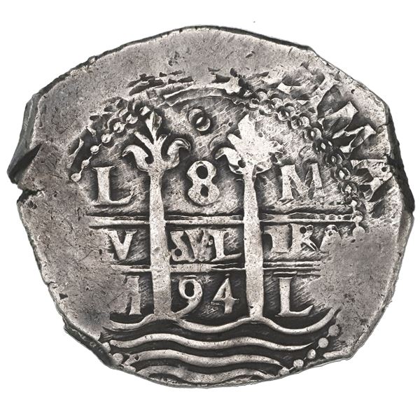Lima, Peru, cob 8 reales, 1694M.