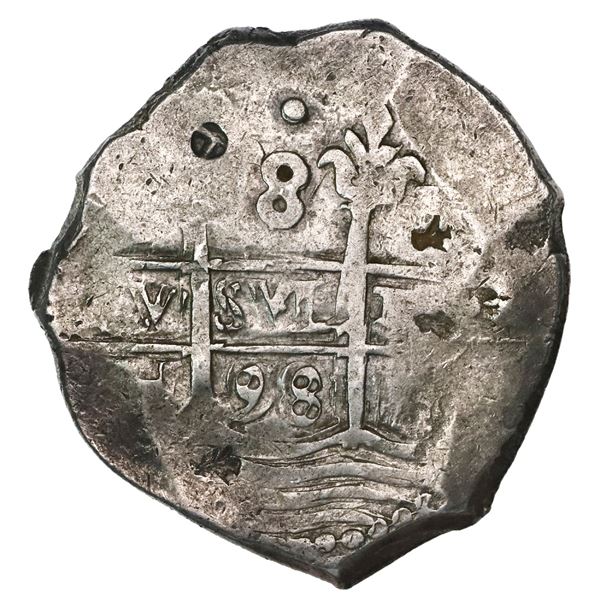 Lima, Peru, cob 8 reales, 1698H.