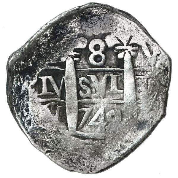 Lima, Peru, cob 8 reales, 1742V.