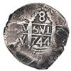 Image 1 : Lima, Peru, cob 8 reales, 1744V, rare.