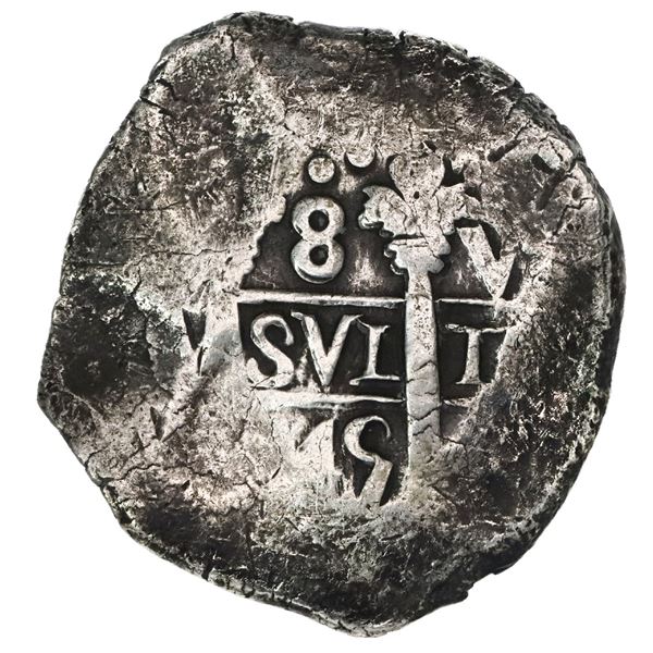 Lima, Peru, cob 8 reales, 1745V, rare.