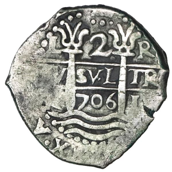 Lima, Peru, cob 2 reales, 1706R.