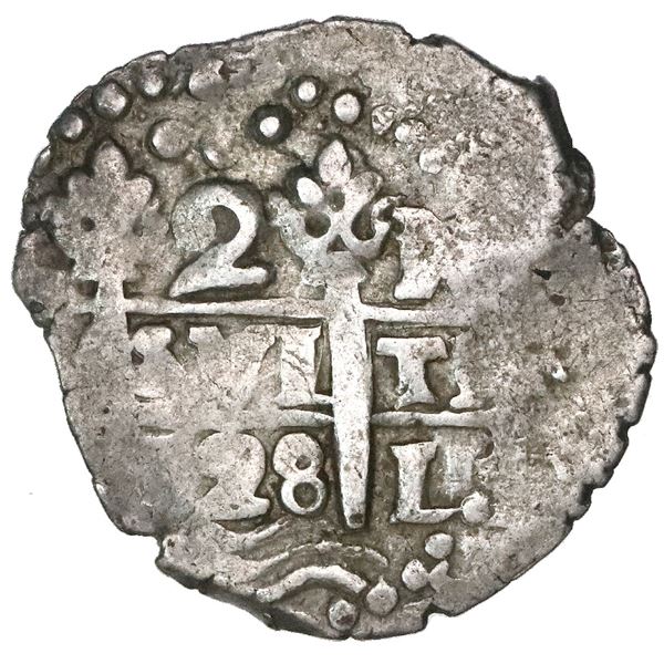 Lima, Peru, cob 2 reales, 1728N.