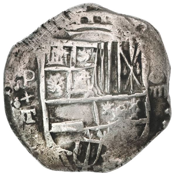 Potosi, Bolivia, cob 8 reales, 1619T, quadrants of cross transposed.