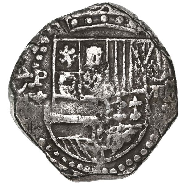 Potosi, Bolivia, cob 8 reales, 1622/1T (unique overdate), lions and castles transposed in shield and