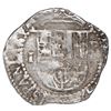 Image 1 : Potosi, Bolivia, cob 1 real, Philip II, assayer R (Rincon) to right, with Lima lion in lower-left qu