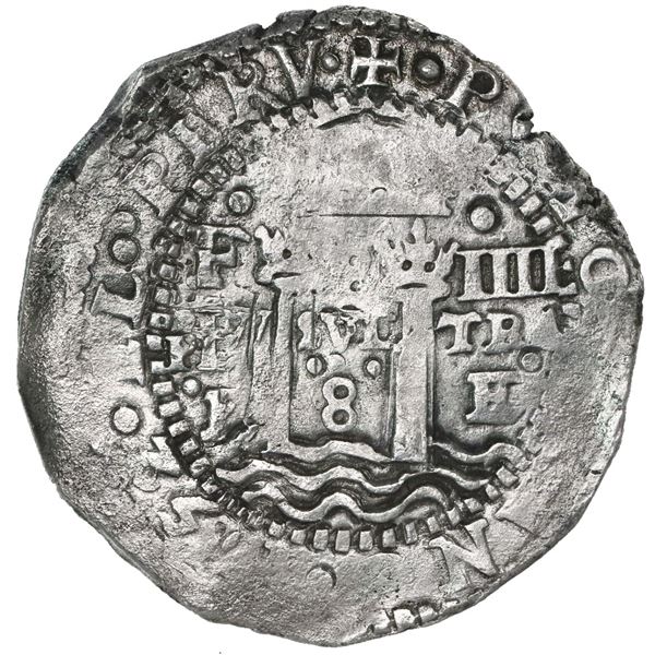 Potosi, Bolivia, cob 8 reales, 1652E, Transitional Type IV/A.