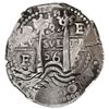 Image 1 : Potosi, Bolivia, cob 8 reales, 1656E, PH at top, NGC XF 45, finest known in NGC census.