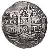Image 1 : Potosi, Bolivia, cob 8 reales, 1658E, denomination 8 above cross (rare).