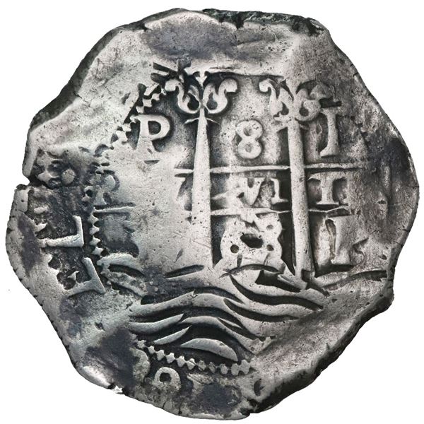 Potosi, Bolivia, cob 8 reales, 1663E.