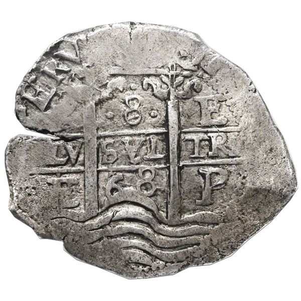 Potosi, Bolivia, cob 8 reales, 1668E, NGC XF 40, finest known in NGC census.