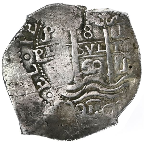 Potosi, Bolivia, cob 8 reales, 1669E.