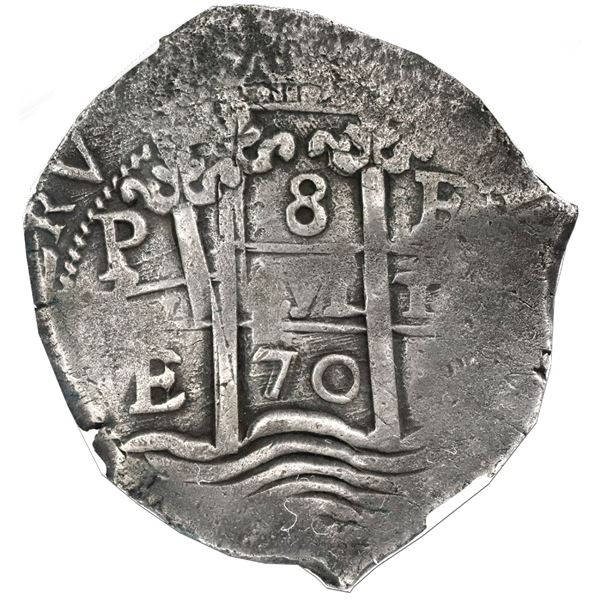 Potosi, Bolivia, cob 8 reales, 1670E, NGC VF 35.