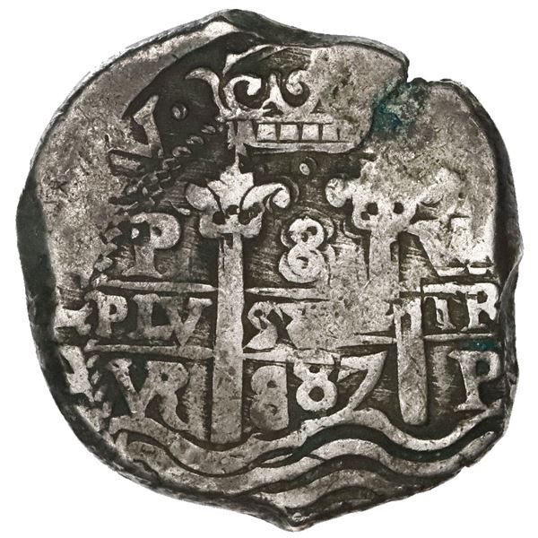 Potosi, Bolivia, cob 8 reales, 1687VR.