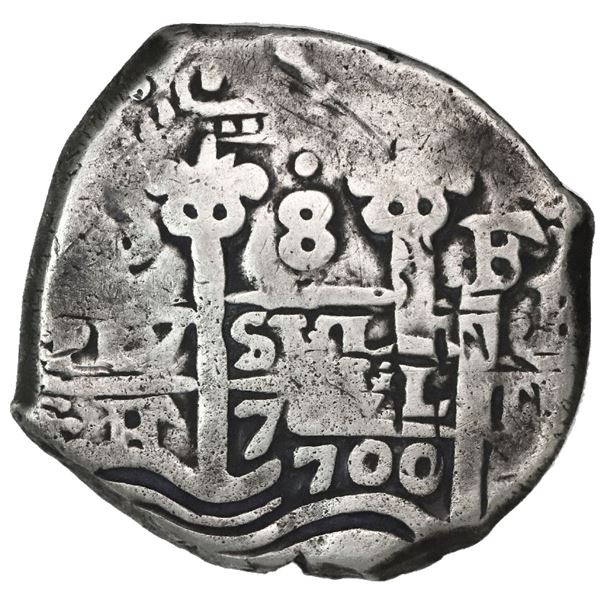 Potosi, Bolivia, cob 8 reales, 1700F.
